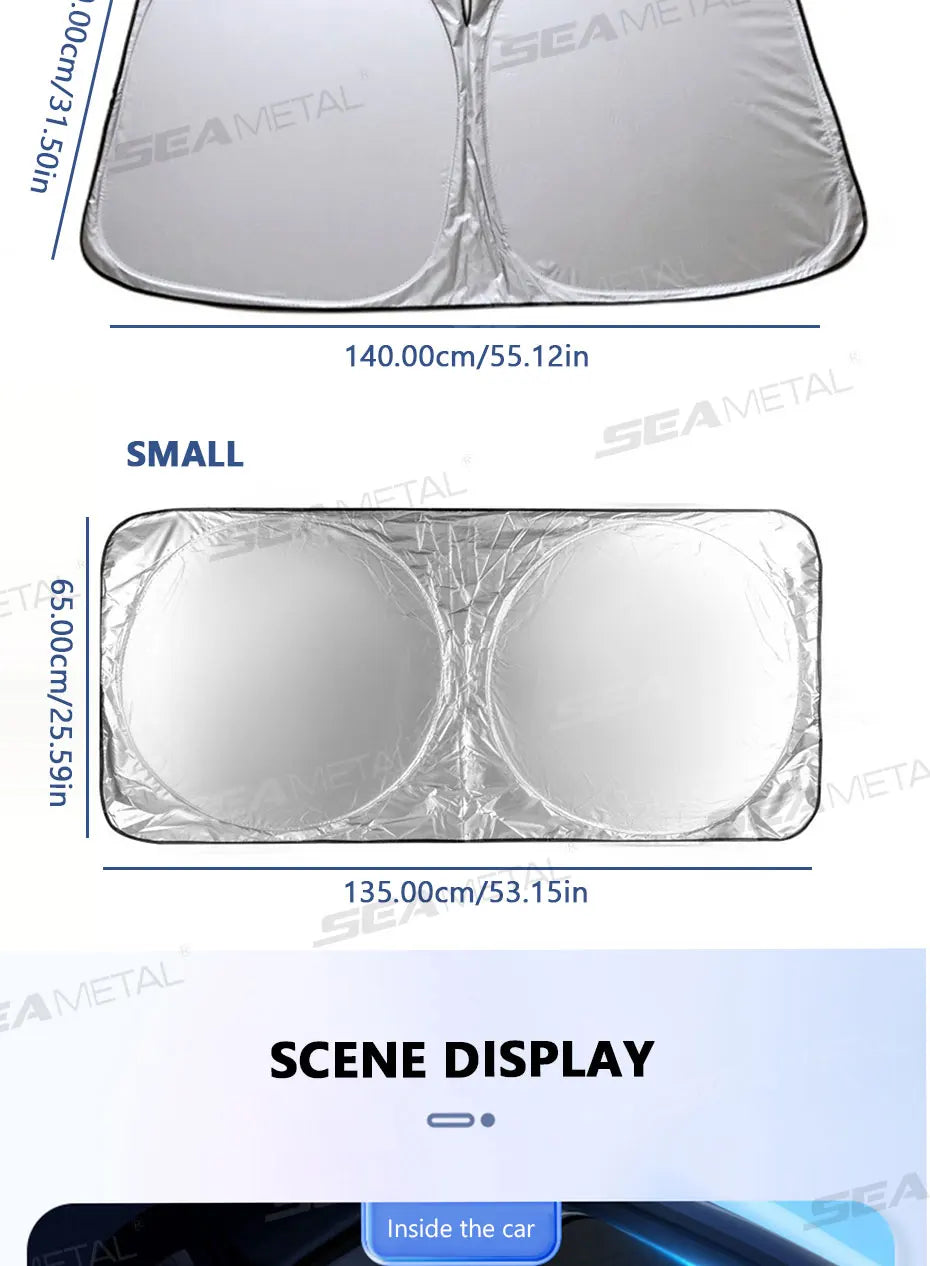 SEAMETAL Car Windshield Sun Shade Cover Foldable Front Window Sun Visor Blocks UV Refletive Car Parasol Sunshade Protector Cover