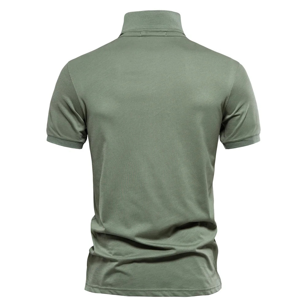 100% Cotton Embroidery Men's Polo Shirts Solid Colour Short Sleeve Polo Shirts Summer Social Polos For Men