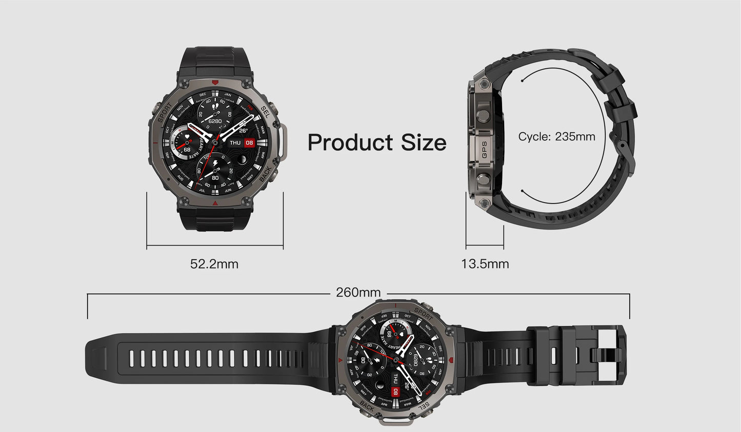 2025 Precise GPS Smart Watch 10ATM Waterdicht Ingebouwde Dual-Band GNSS Kompas Militaire Sport Smartwatch Voor Mannen - Compatibel met Xiaomi IOS
