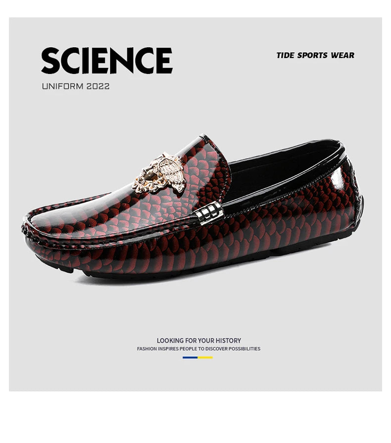 Luxury Trendy Mens Fashion Casual Shoes Popular Youth Daily Walking Shoes Red Business Moccasins Loafers Large Size 38-48