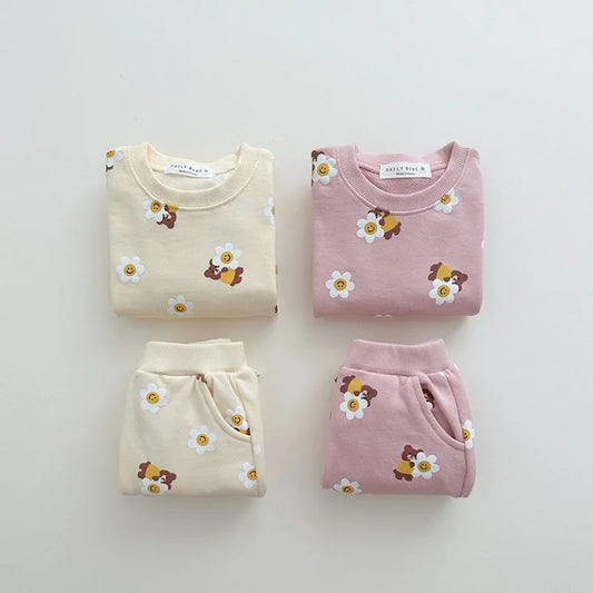 Herfst babykledingset, meisjes hoodiepak, jongens sweatshirts en broeken voor kinderen van 0-3 jaar, unisex