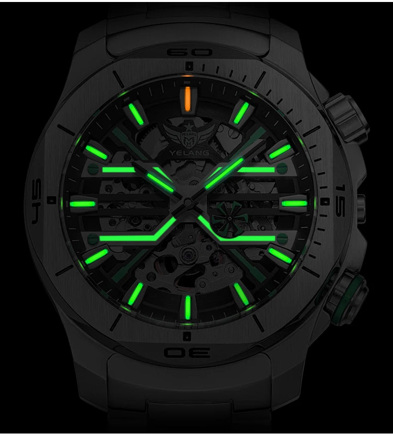 Yelang Men Dress Watch 44mm Vintage Dial Retro Business Luxury Sapphire Japan 8N40 Automatic Mechanical Waterproof 30Bar Reloj