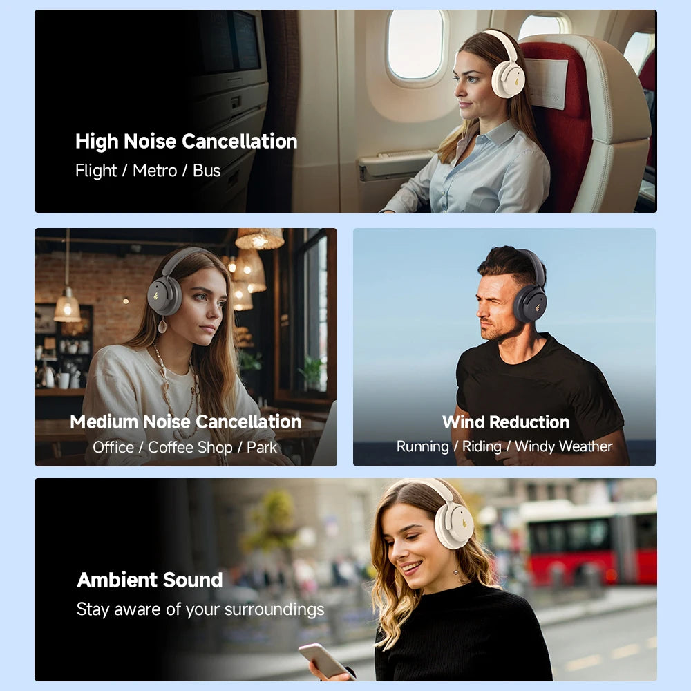 Edifier H9 Active Noise Cancelling Wireless Headphones Bluetooth 5.4 Headset Hi-Res Audio 75H Battery Life Foldable Design