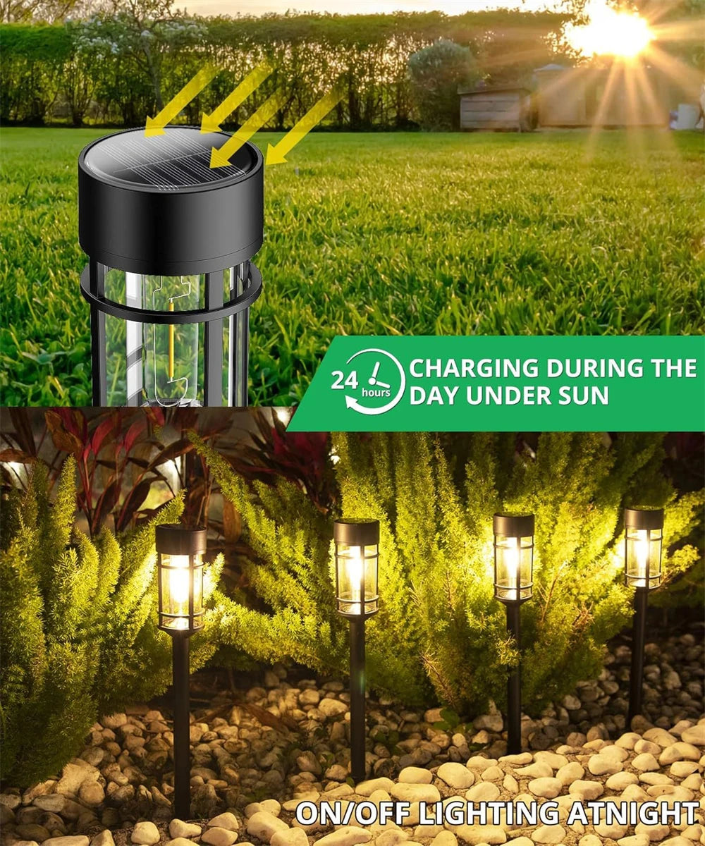 2 stuks waterdichte, op zonne-energie werkende padverlichting voor oprit, tuin, gazon, patio en decoratie.