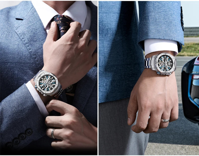 Yelang Men Dress Watch 44mm Vintage Dial Retro Business Luxury Sapphire Japan 8N40 Automatic Mechanical Waterproof 30Bar Reloj