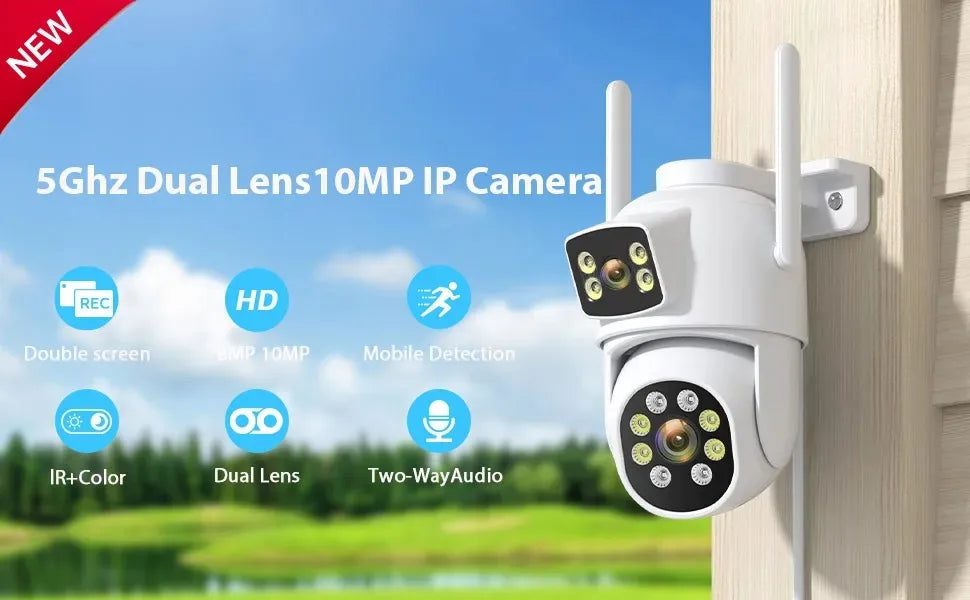 BESDER 8MP 4K Dual Lens Ultra wide angle 180° Wifi IP Camera Cecurity Protection Ai Human Detect Security Surveillance ICSEE APP