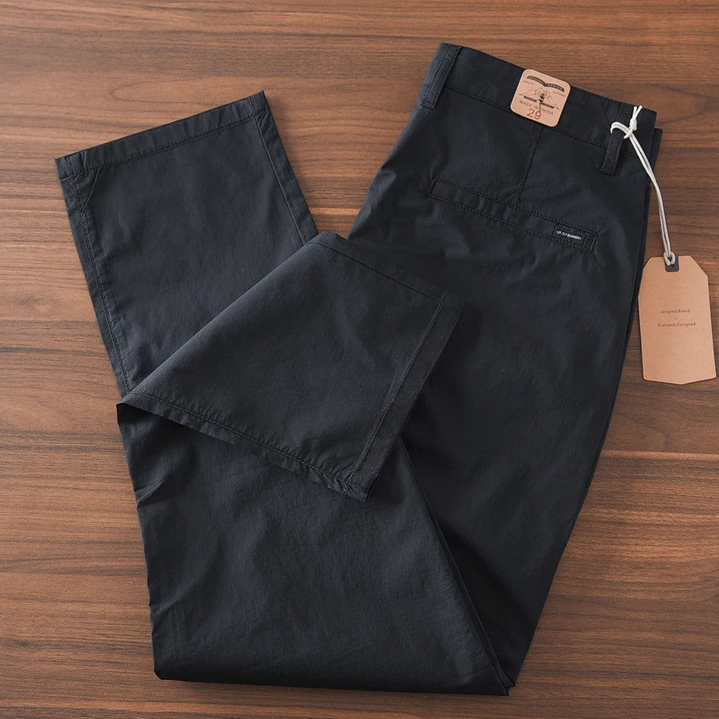 2025 Zomer Nieuwe Amerikaanse Retro Dunne Snel drogende Ice Silk Stretch Broek Heren Eenvoudige Chino Business Casual Rechte Broek