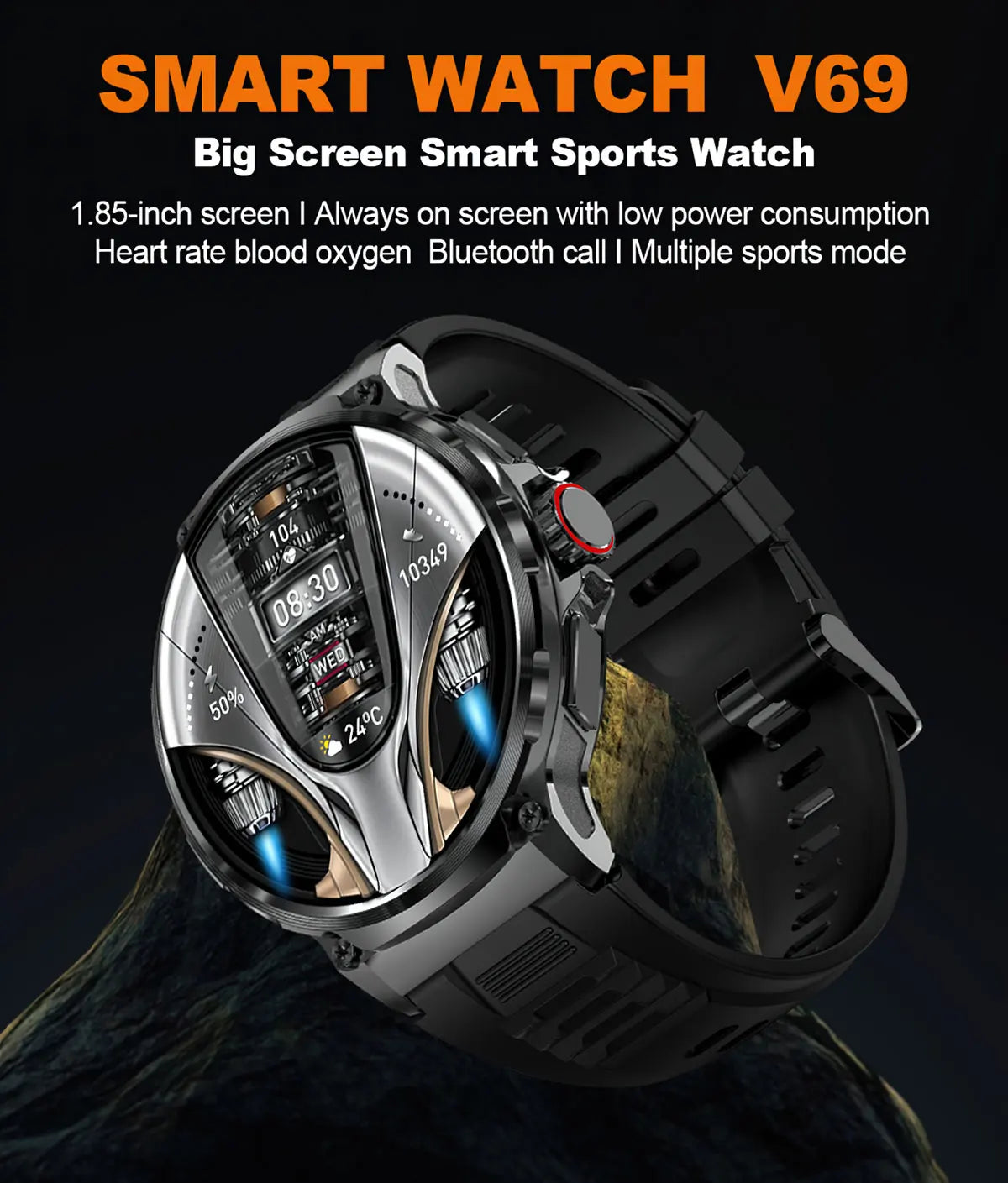 2025 GPS Track Smartwatch 1,85-inch Ultra HD AMOLED-scherm 710mAh-batterij Bluetooth Call Smartwatch voor mannen - Compatibel met HUAWEI en Xiaomi iOS