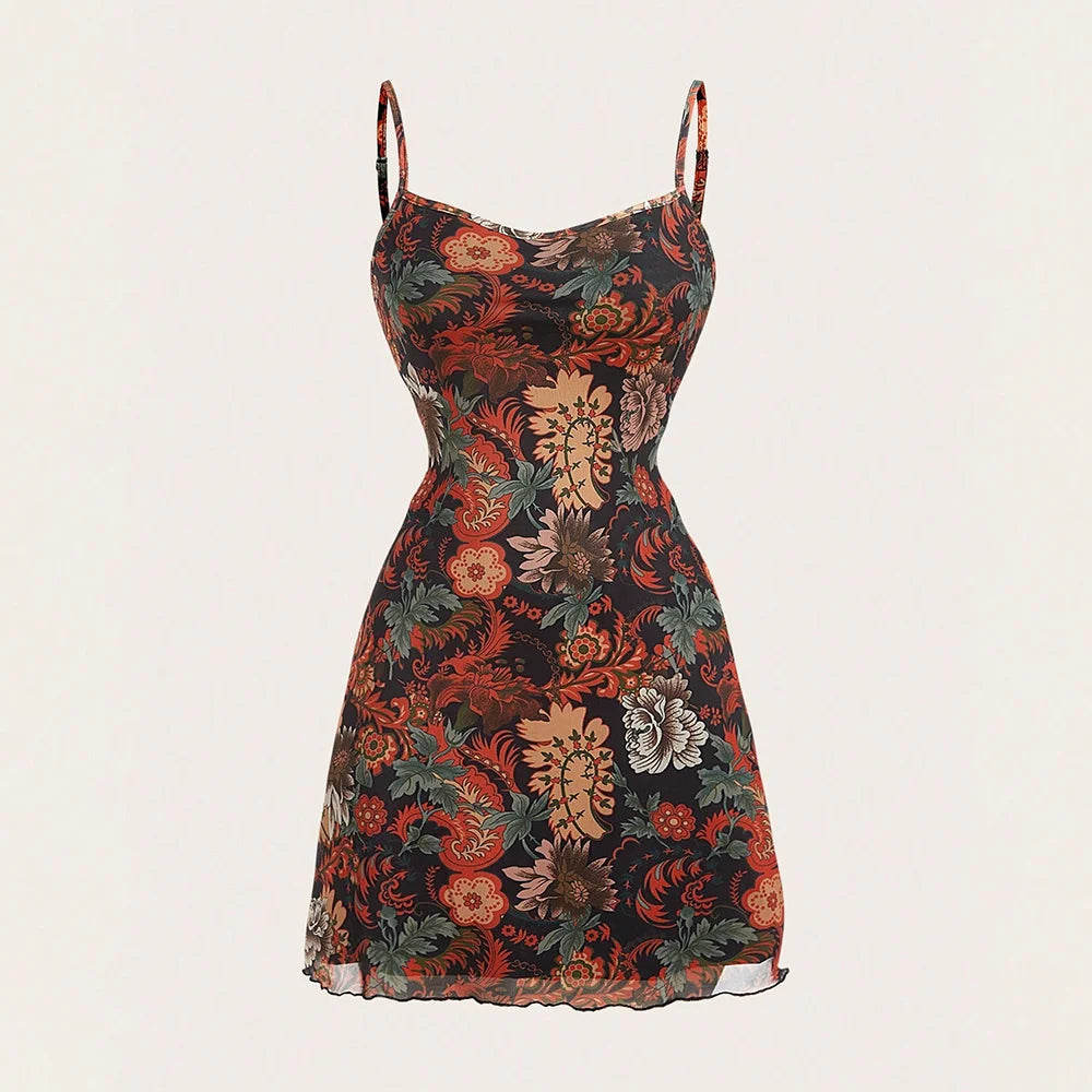 Jurken Zomermode Hot Sweet Grafisch Print Ontwerp Mouwloos Vierkante Hals Mini Casual Cami Melkmeisje Damesjurken