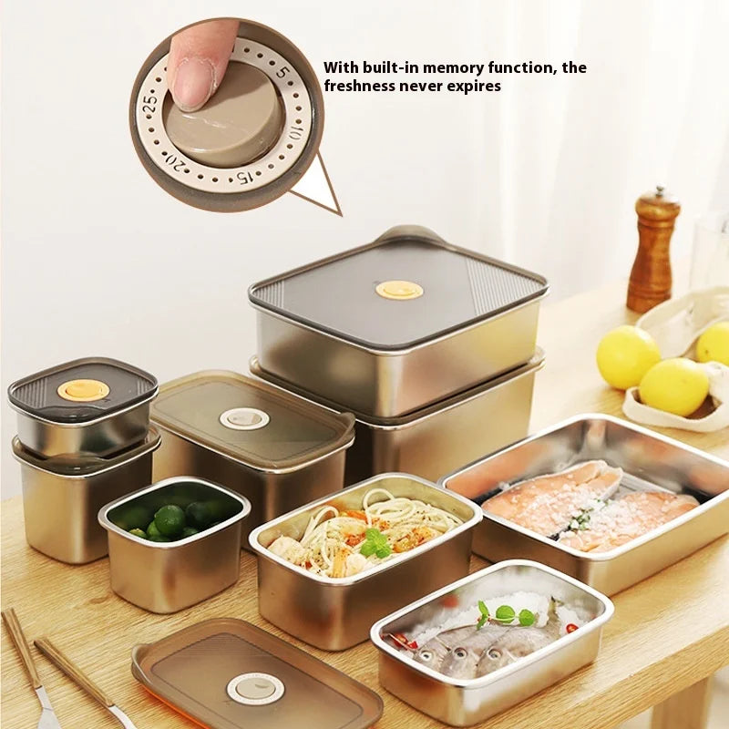 304 SS Airtight Leakproof Containers, BPA-Free - Fridge/Freezer/Microwave Safe, Stackable - Home/Kitchen Lunch Box Fruits/Meals