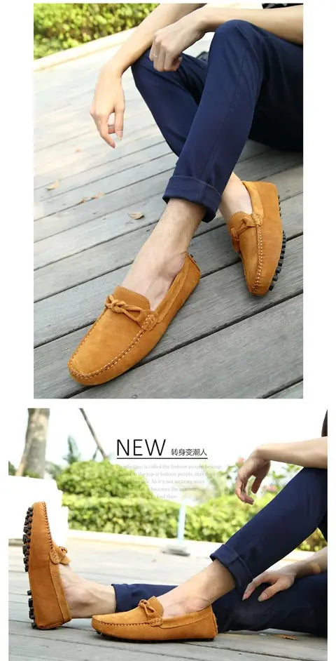 New Trend Youth Driving Loafers Red Male Formal Dress Shoes Suede Leather Lazy People Walking Shoes Good Quality Moccasins Shoes