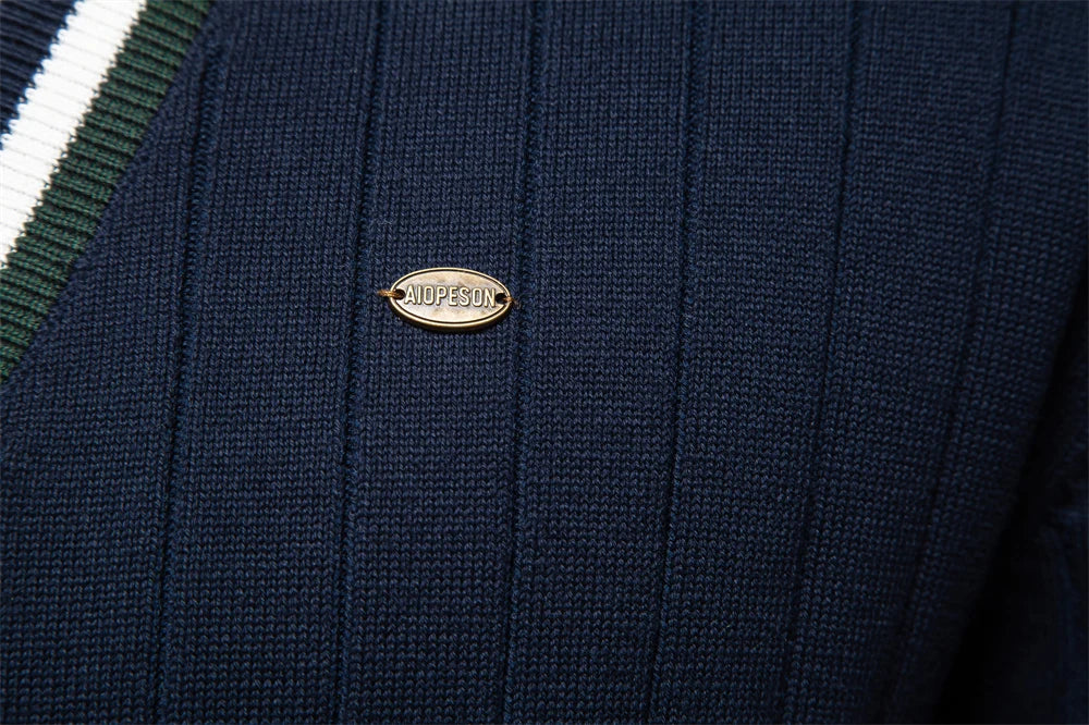 Men's Cotton Cardigan Sweater V-Neck Button-Up Casual Youth Knitted Sweaters for Men