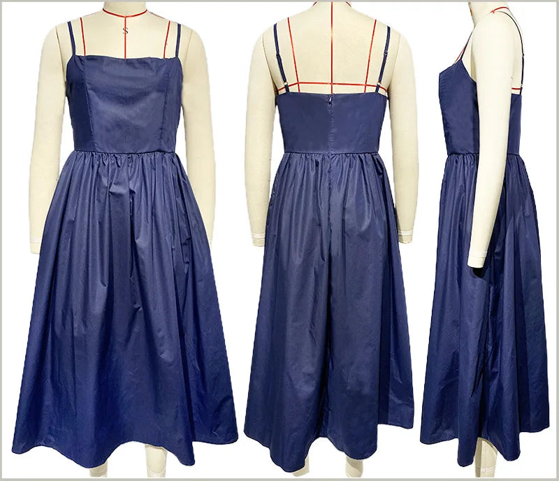 Chic Elegant Party Dresses for Women Solid Spaghetti Strap Sleeveless Long Dress Holiday Beach Sundress Robe Femme Été