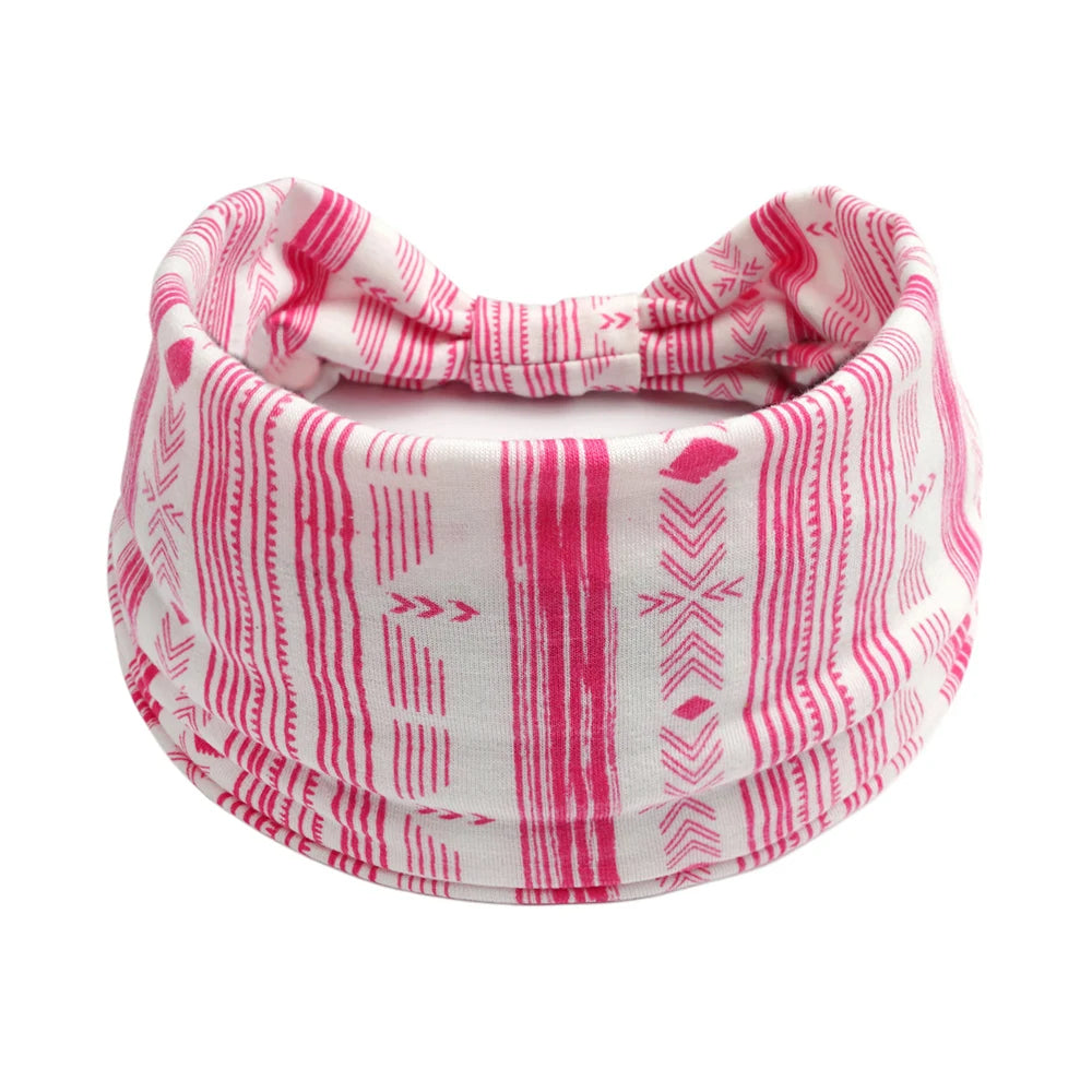 Bohol Headbands Women Wide Knotted Hairbands Elastic Turban Head Bands Non-Slip Floral Yoga Sports Sweatbands Workout Head Wraps