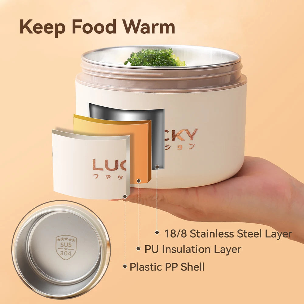 WORTHBUY Bento Lunch Box Set, Portable Keep Warm Lunch Container With Insulated Bag, 18/8 Stainless Steel Thermal Food Container
