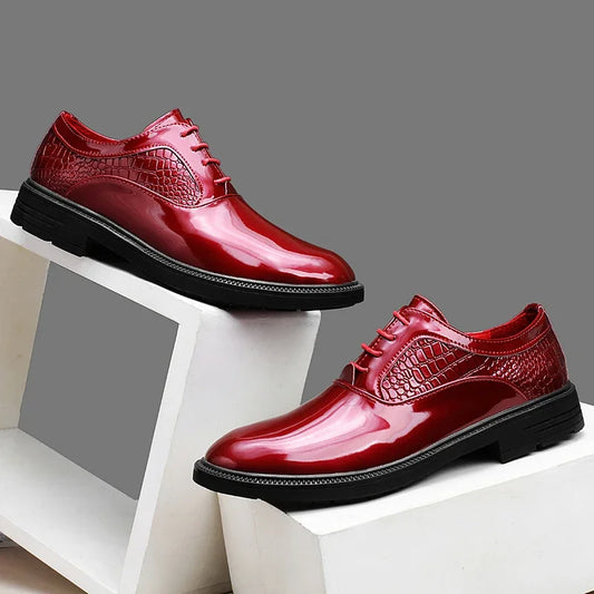 Fashion Mens Formal Dress Shoes Red White Male Business Office Men Oxfords Luxury Brand Wedding Shoes