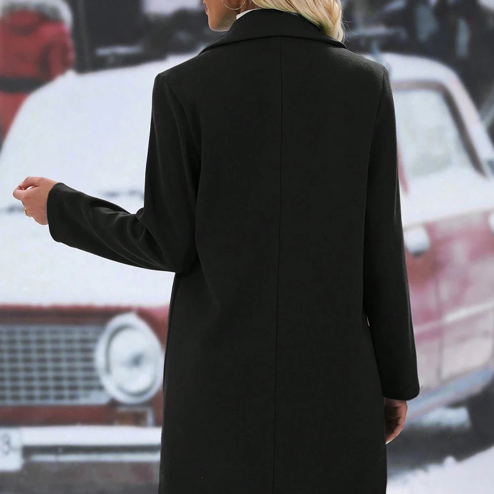 Women's Coats Winter Decent Korean Off White Knot Long Sleeve Lapel Regular Workwear Coats