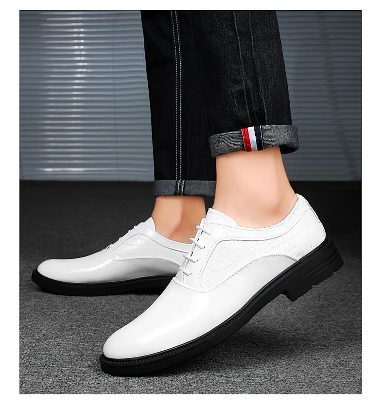 Fashion Mens Formal Dress Shoes Red White Male Business Office Men Oxfords Luxury Brand Wedding Shoes