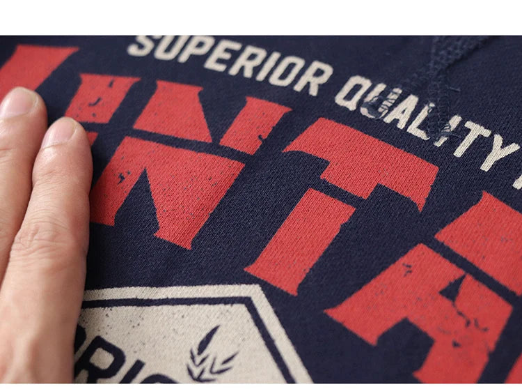 Autumn New American Retro Heavyweight 500g Letter Printed Sweatshirts Men's Fashion 100% Cotton Washed Pullover Casual Sportwear