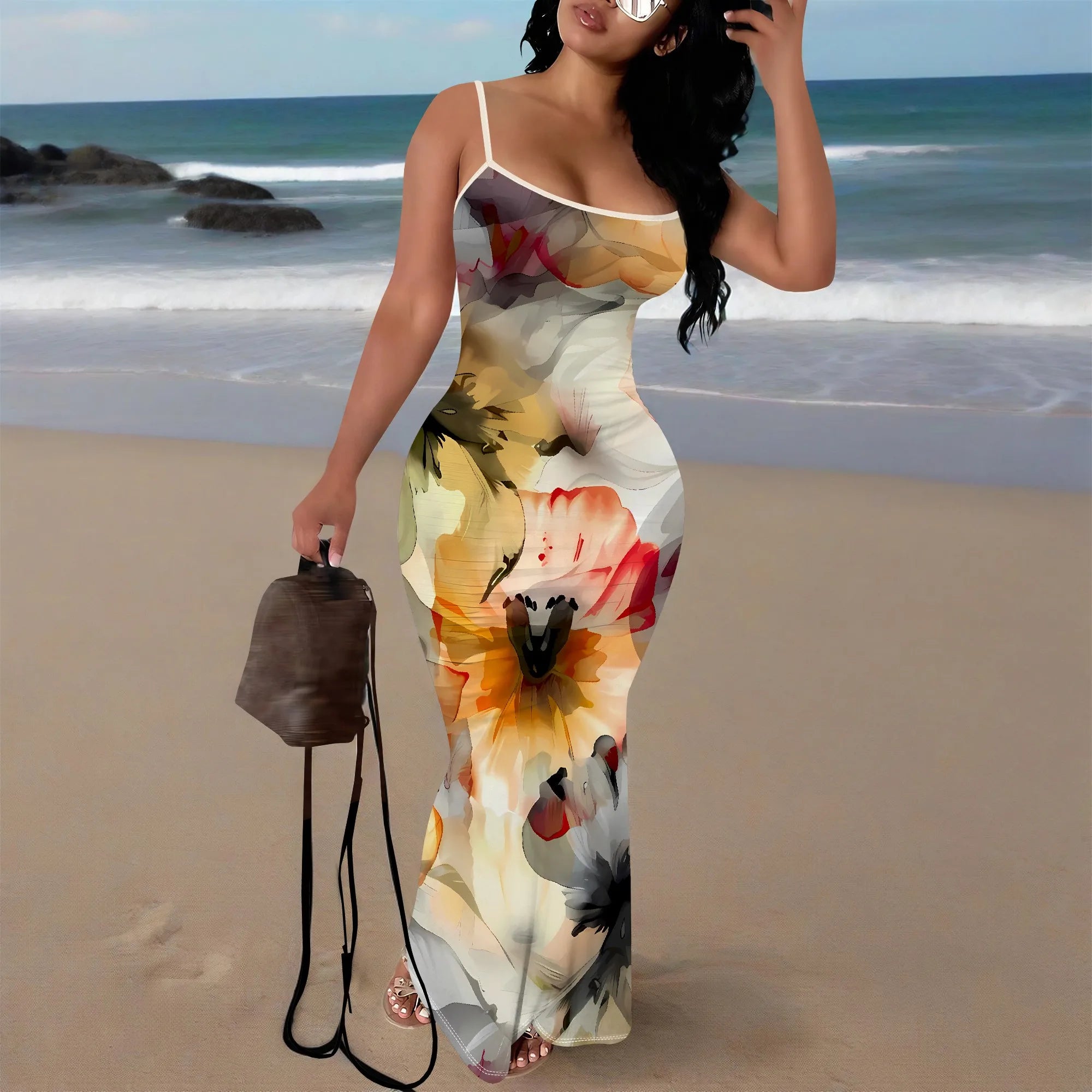 Women's Striped Polyester Regular Size Strap Dress Blue Casual Party