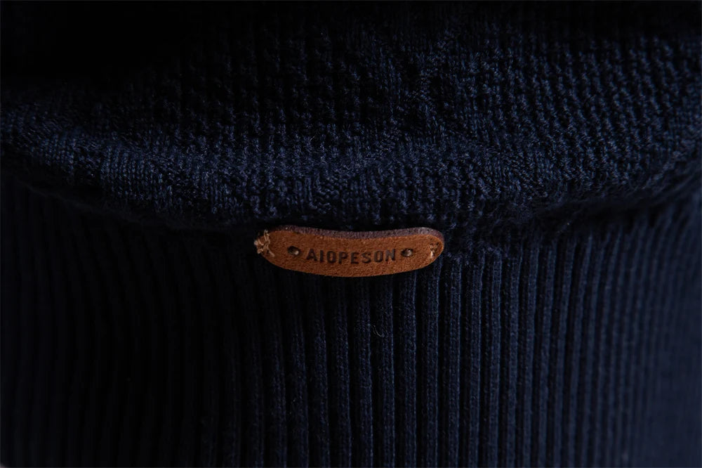 Men's Autumn Cotton Polo Neck Sweaters High Quality Pullover Knitted Sweater England Style Casual Social Pullover For Men