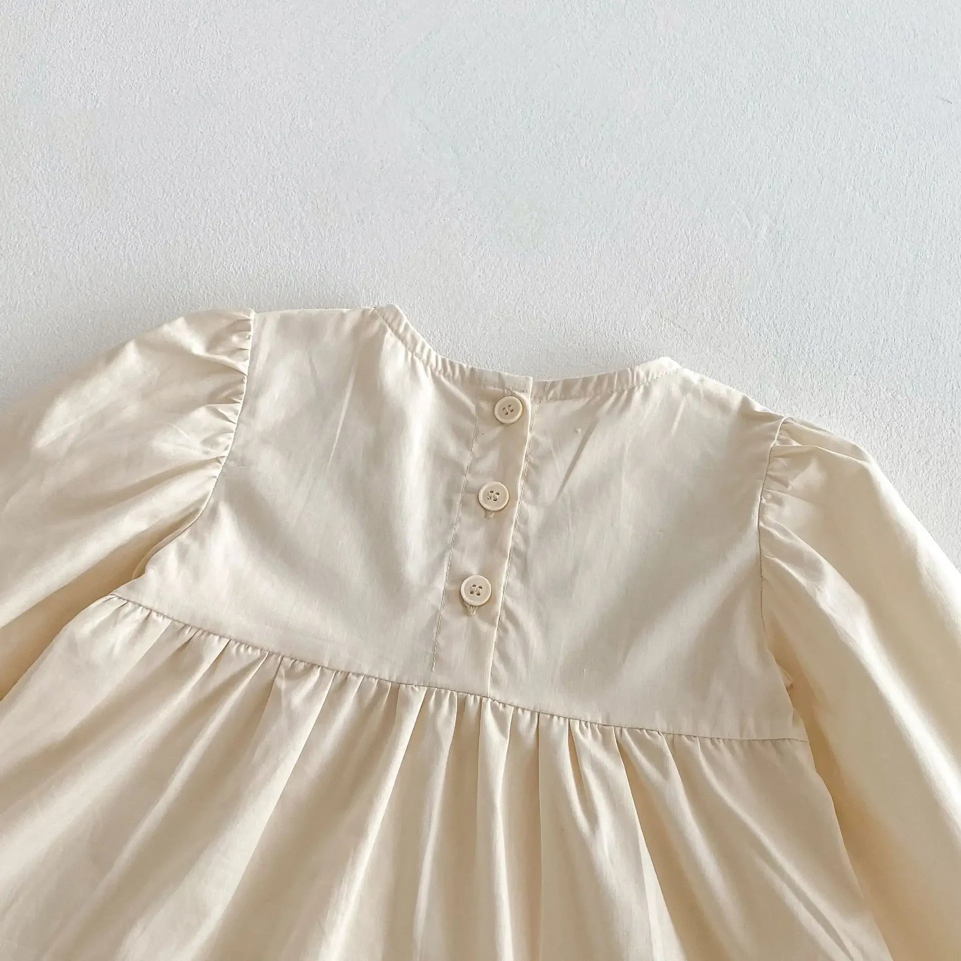 2025 Spring Children's Clothing Girls Casual Dress Puff Sleeved Embroidered Kid's O-neck Princess Dress 1-6Y Girls