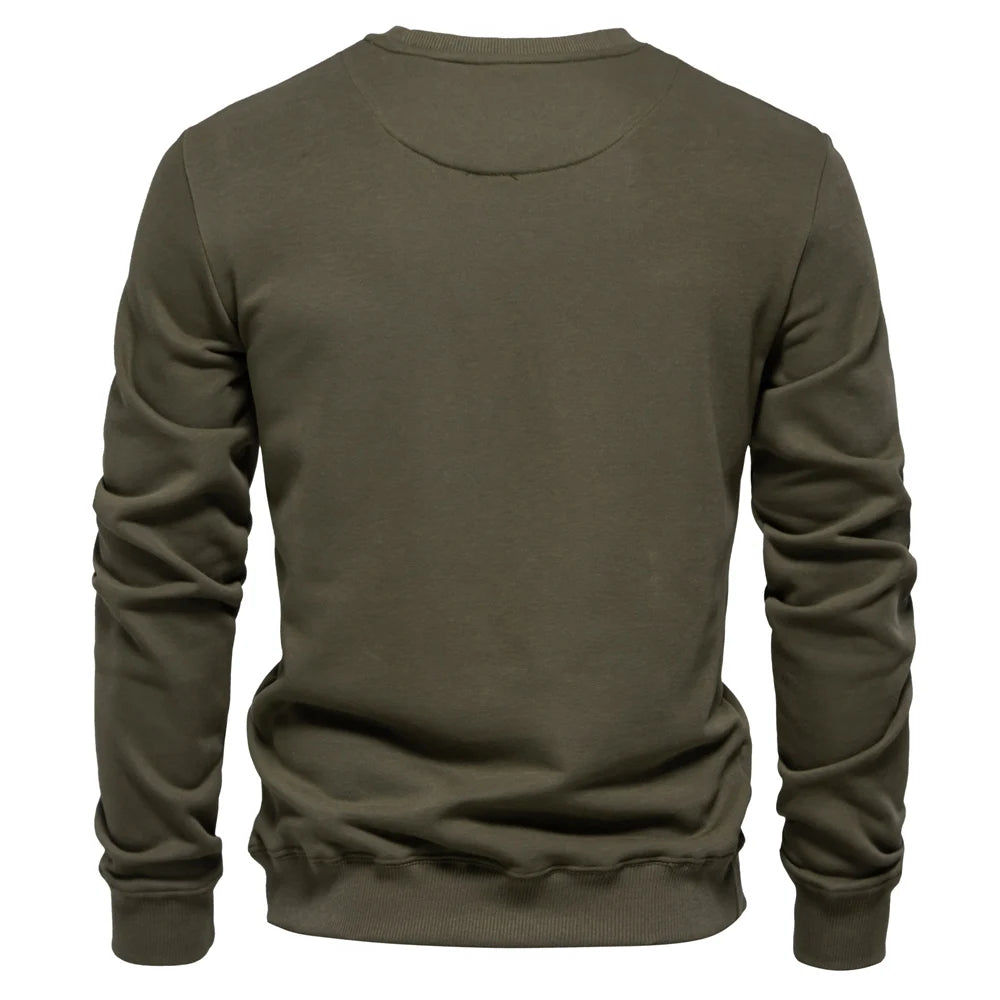 Men's Cotton-Blend Crew Neck Solid Colour Sweatshirts Pullover Casual Sport Sweatshirt for Men