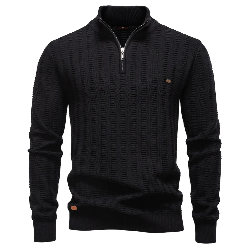 Men's Luxury Striped Pullover Style Cotton Knitwear Thickened Warm Crew Neck Winter Social Male Sweater