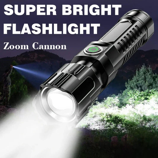 Super Bright Zoom Flash Flashlight,3 Lighting Modes,Rechargeable Portable LED Torch,Ideal for Outdoor,Camping,Fishing,Emergency