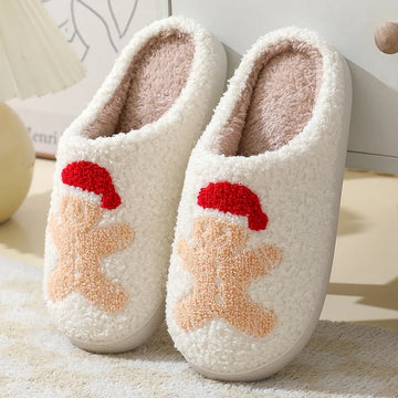 Unisex Christmas Winter Warm Cute Fluffy Slippers Suitable for Couple Bedroom Use and As Gift Cotton Shoes With Soft Sole Flat Shoes