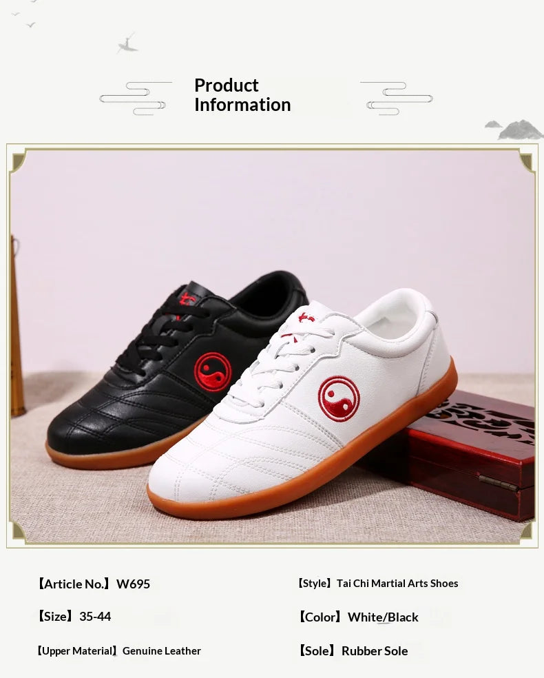 Women’s Genuine Leather Tai Chi Shoes – Breathable Cowhide Sole Martial Arts Training Shoes for Tai Chi, Qigong & Kung Fu