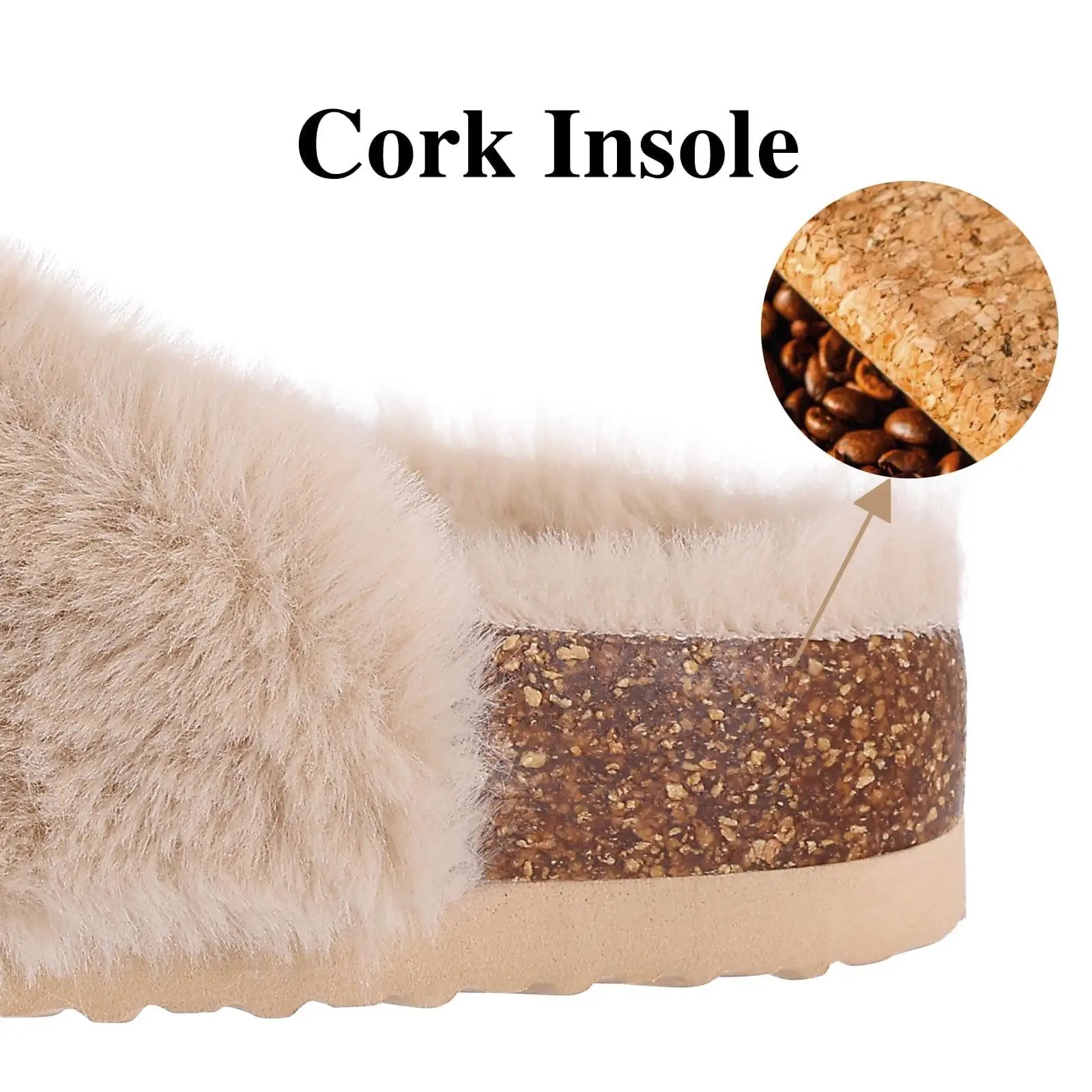Women's Winter Warm Leisure Slippers Non-Slip Outdoor Slides Cork Insole Cosy Slip-On With Arch Support Suitable As Ladies' Sandals