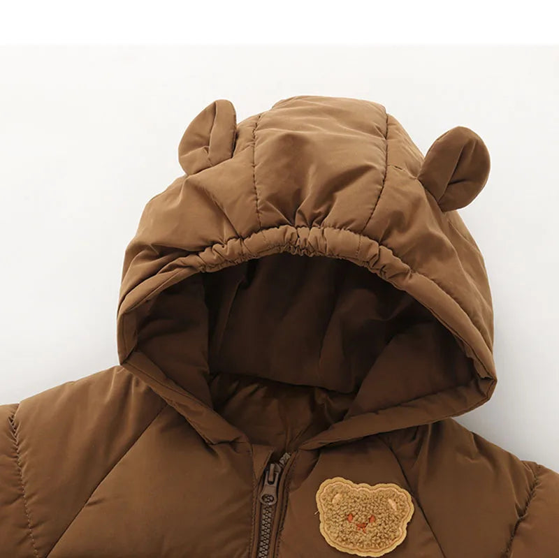 Winter Kids Parkas Hooded Fur Lining  Jacket  Cartoon Girls Boys Thicken Children Coat Unisex