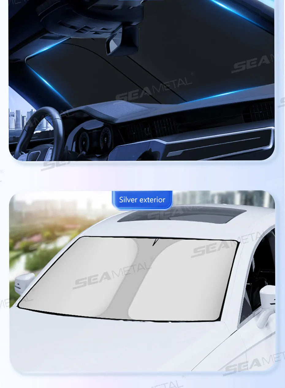 SEAMETAL Car Windshield Sun Shade Cover Foldable Front Window Sun Visor Blocks UV Refletive Car Parasol Sunshade Protector Cover