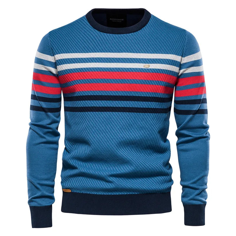 Men's Spliced Cotton Sweater Casual O-neck High Quality Pullover Knitted Sweaters Male New Winter Brand