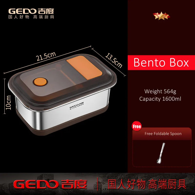 LFGB Certification 304 Stainless Steel Bento Box Well Sealed Crisper Air Exhaust Slight Vaccum Lunch Box for Office and School