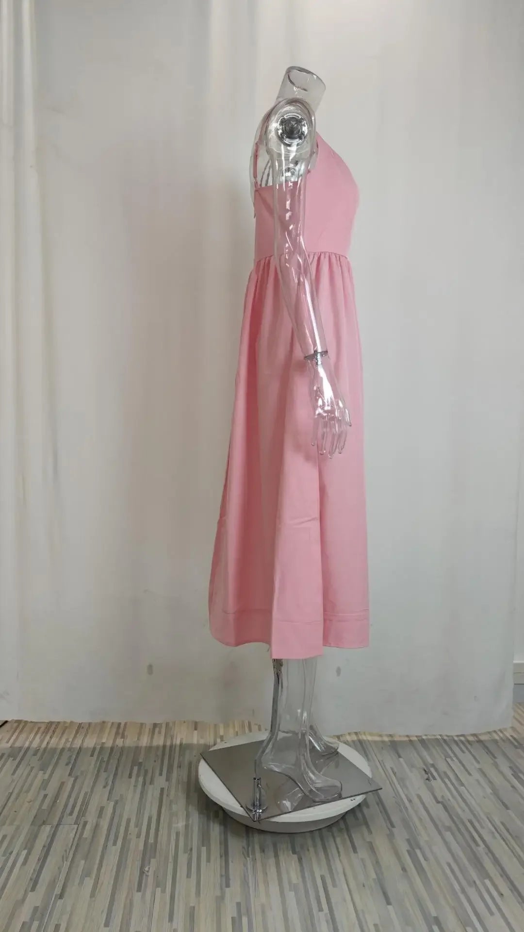 U-neck Summer Women's Dress Vintage Elegant Sleeveless Camisole Slim Pleated Sundress Loose Host A Performance Party Long Dress