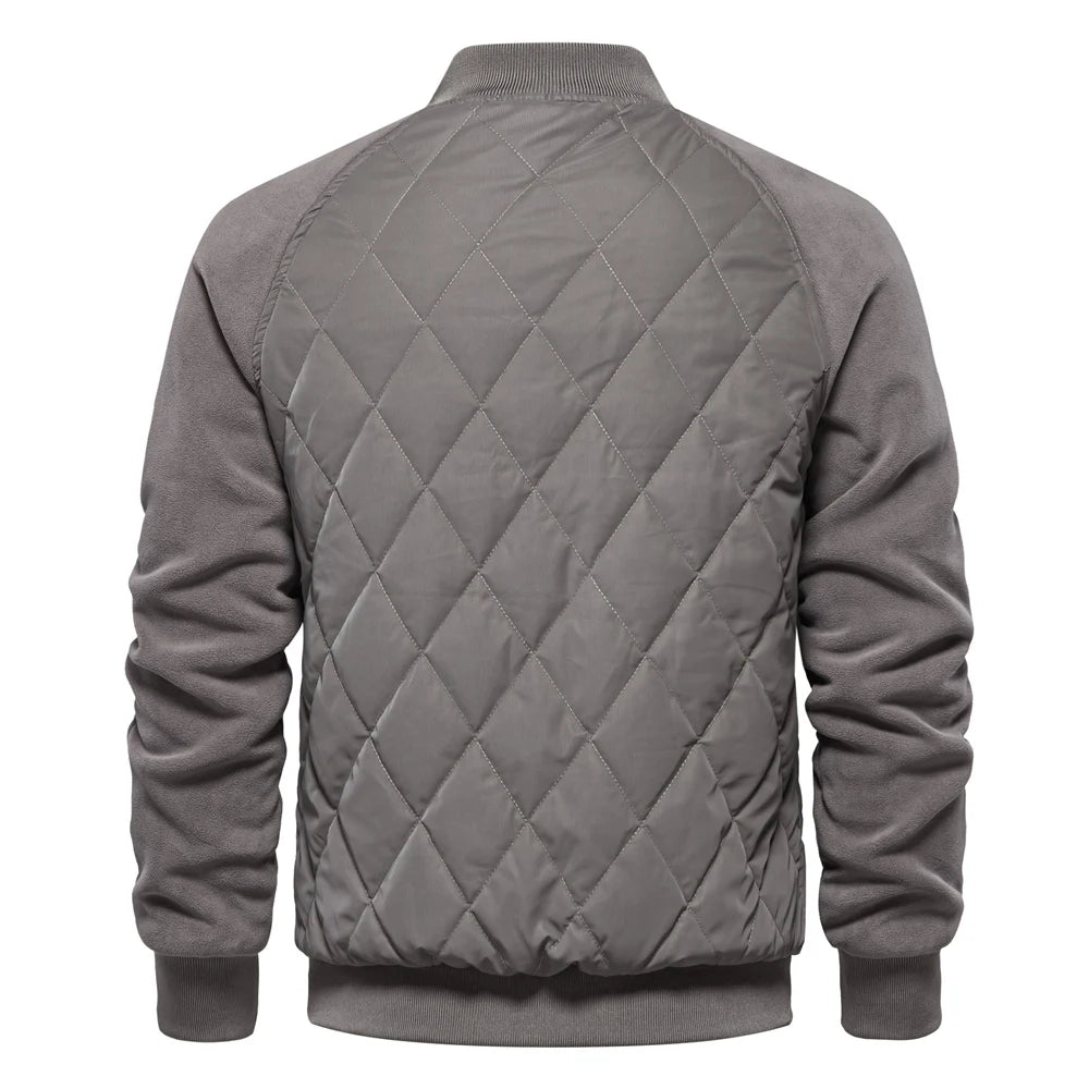 Men's Patchwork Thick Fleece Lined Baseball Bomber Jacket Winter Warm Outwear Jackets Coats for Men