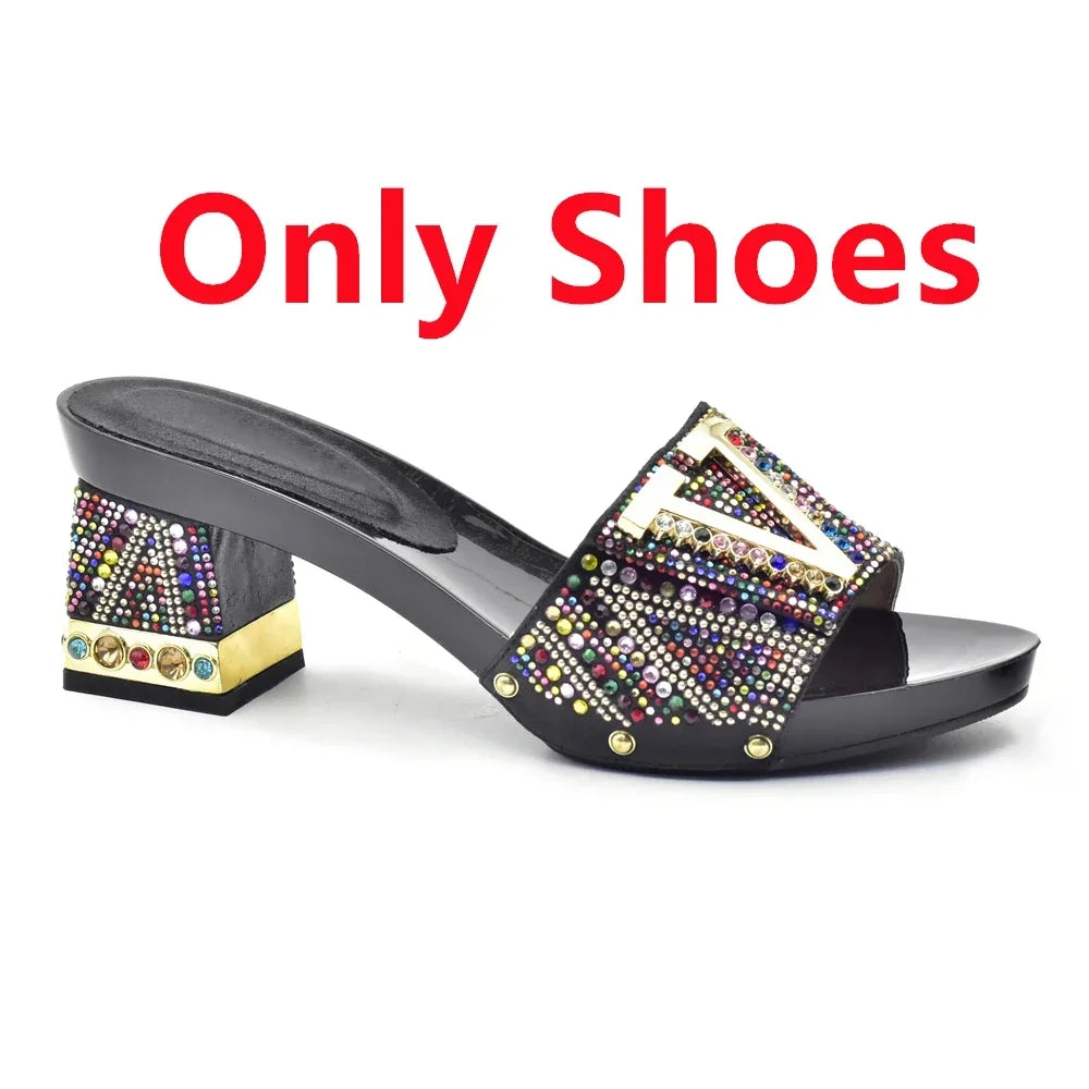 Luxury Shoe and Bag Set for Party in Women Wedding Shoes Woman Bride Rhinestone Design Elegant Shoes for Lady Peep Toe Pumps