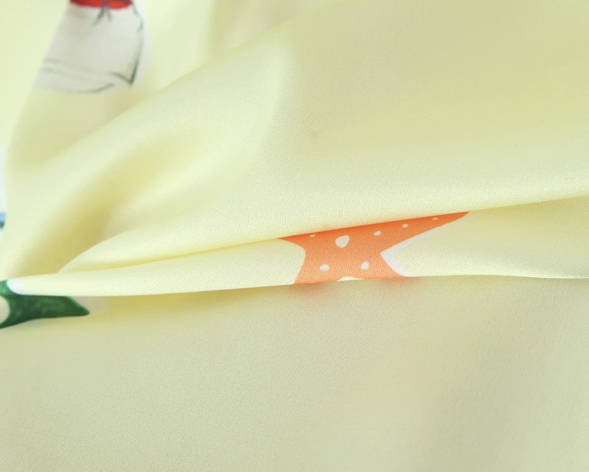 Cute Print Yellow Sexy Corset Style Sling Mini Dresses Women Summer A-line Holiday Dress Backless Robe