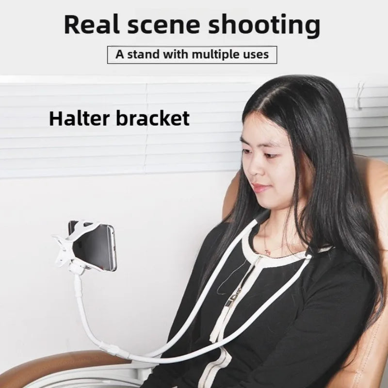 Rotatable Lazy Neck Phone Stand Holder 360 Degree Mobile Necklace Bracket Bed for Smartphones - Hands-Free Hanging Stan