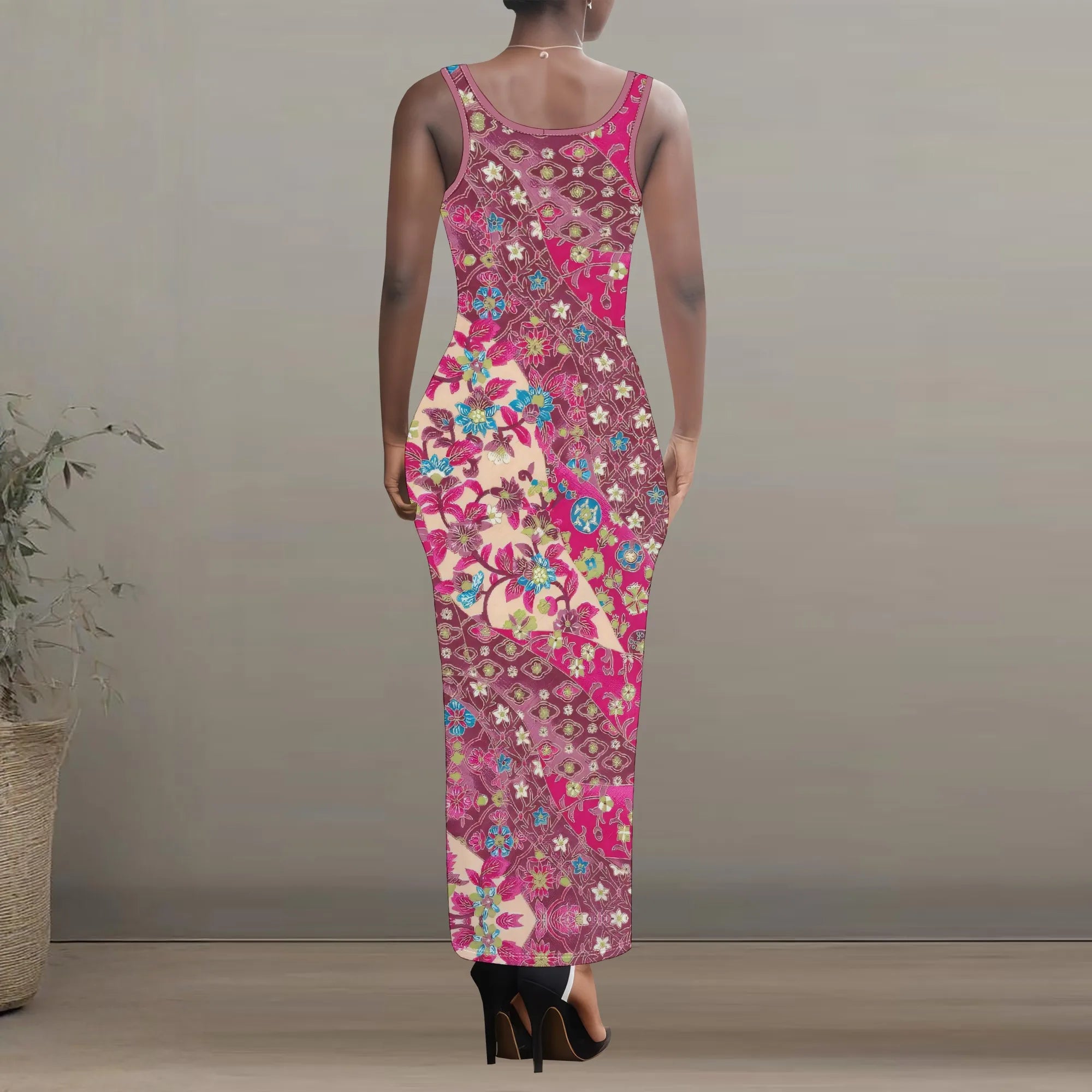 Women's Purple Polka Dot Sleeveless Printed Dress Polyester A-Line Midi Evening Winter Elegant Fit