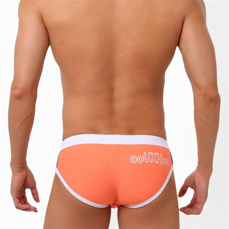 Men’s Printed Swim Briefs – Low Waist Padded Swimsuit for Beach, Pool & Summer Sports