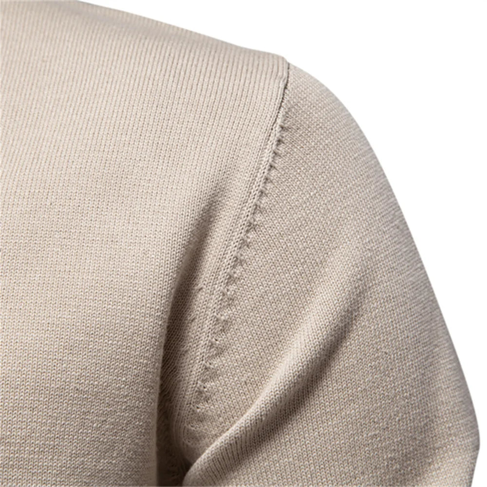 Men's V-neck Solid Cotton Pullover Sweaters Long Sleeve Casual Social Knitted Sweaters for Men