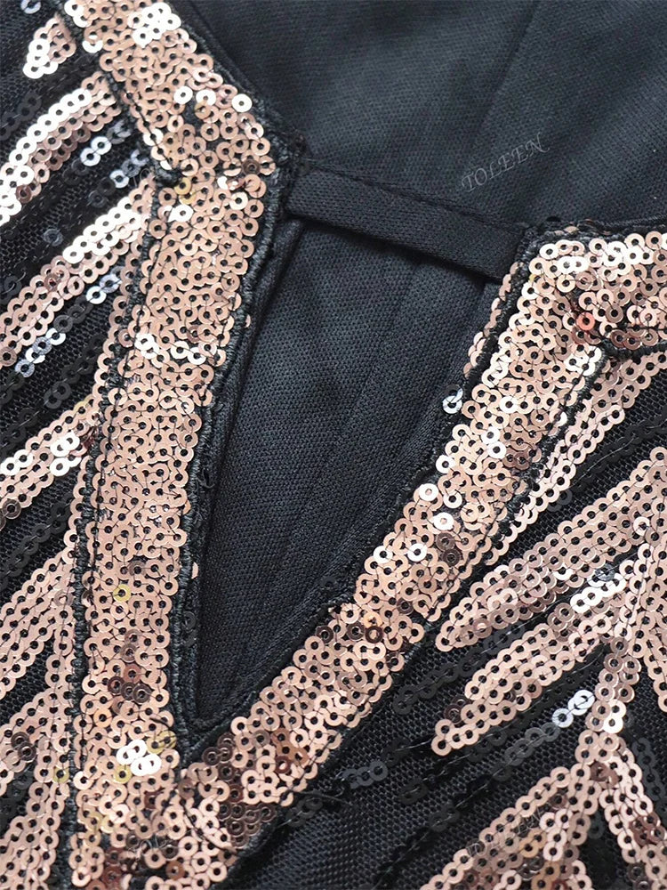 GIGI MABEL Plus Size Women's Elegant Luxury Sparkly Abayas Long Dress Spring Sequin Formal Party Evening Dresses