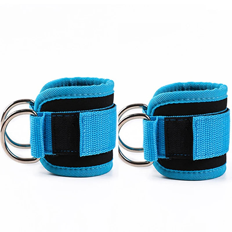 2 stuks enkelbanden met kabel en dubbele D-ring voor enkelboeien voor sportschooltrainingen, bilspieren, benen, kracht, extensies, training, brace, ondersteuning, sport