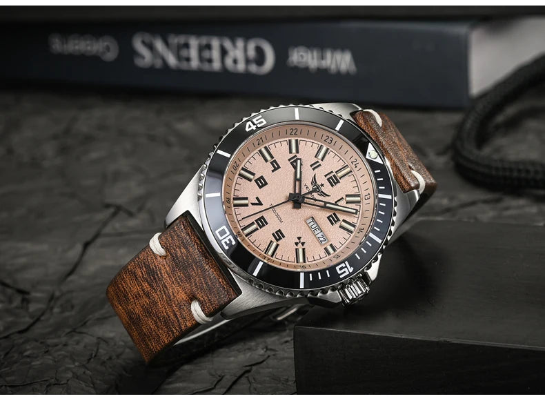 Yelang V1031 Men's Luxury Watch 44mm Diver Automatic Mechanical Movement Sapphire Luminous 300M Waterproof 30BR Japan 8205 Self-Wind