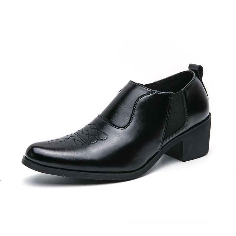 2024 Nieuwe mode heren formele kleding schoenen hoge hak mannelijke formele Chelsea Oxfords schoenen gespleten leren volwassen casual schoenen