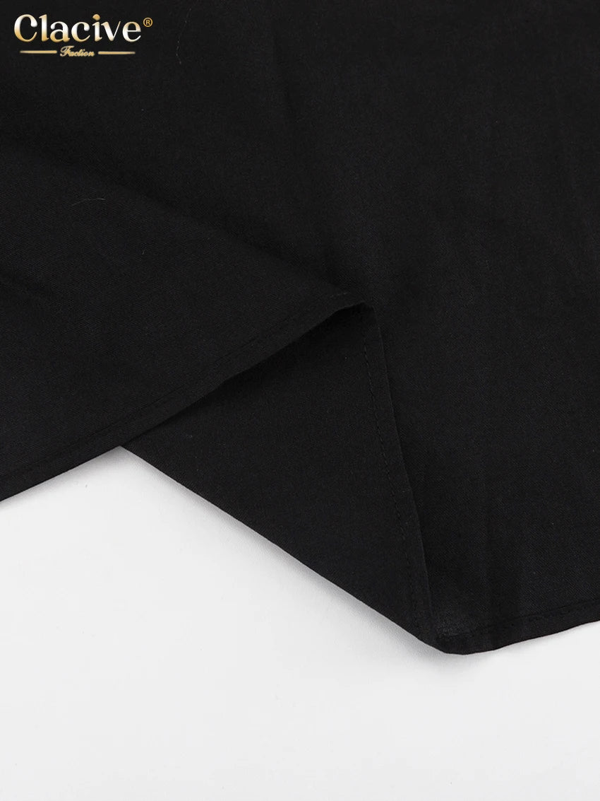 Sexy Loose Black Cotton Womens Dresses 2024 Summer Strap Sleeveless Ankle Length Dress Elegant Hollow Out Female Dress