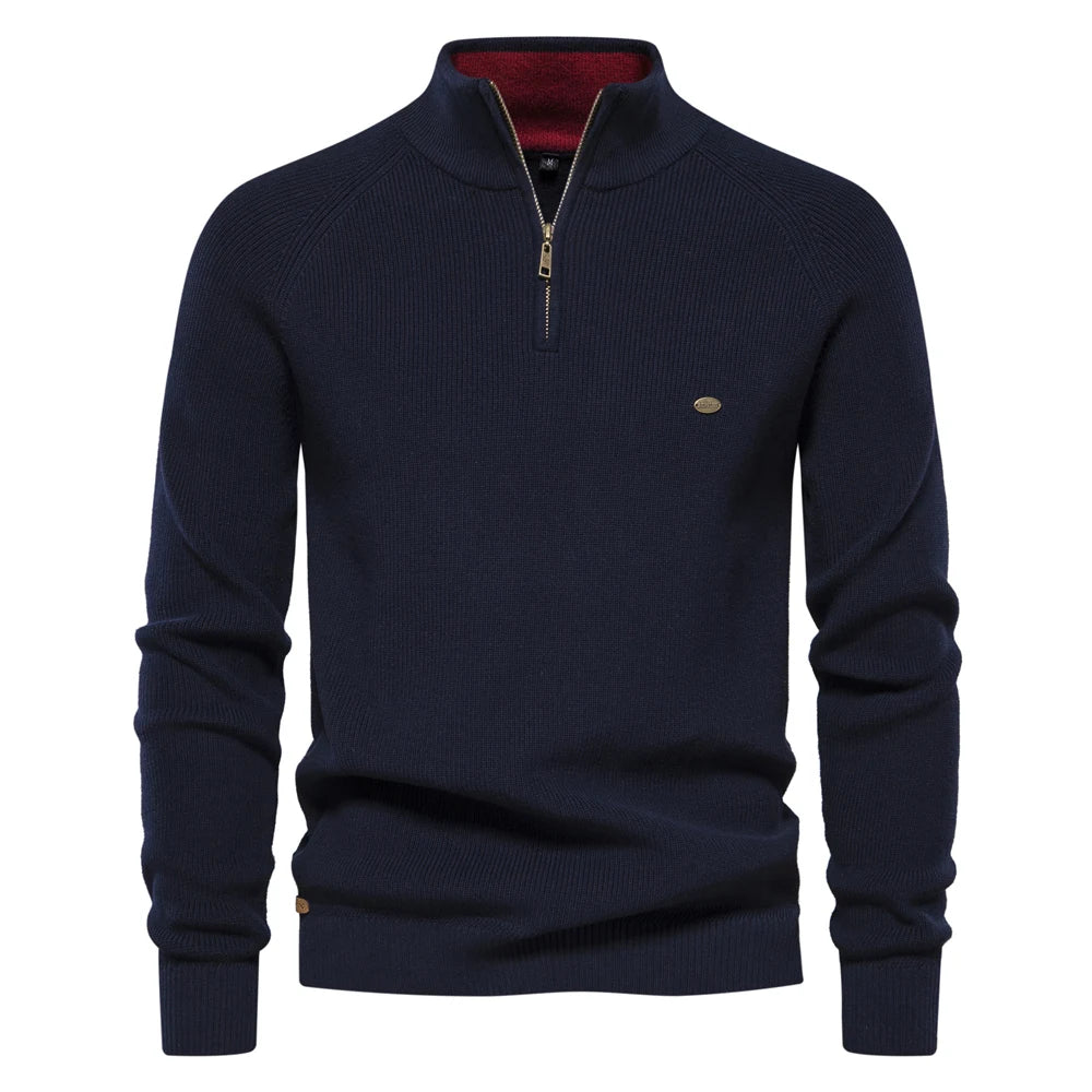 Men's Sweaters Casual Social Knitted Turtleneck Autumn Winter Sweaters Mock Neck Button-Up Cotton Pullover for Men